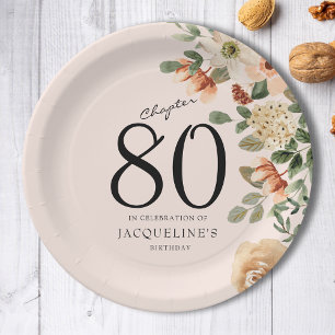 80. Geburtstag Vintage Floral Pappteller