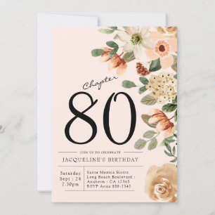 80. Geburtstag Vintager Blumenbesuch Einladung