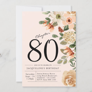 80. Geburtstag Vintager Blumenbesuch Einladung