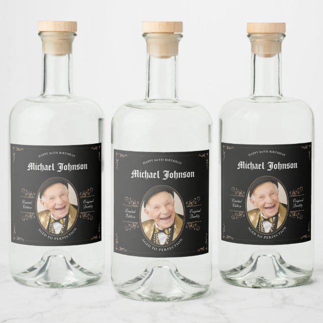 80. Geburtstag - Vintager Klassiker Alkoholflaschenetikett (Flaschen)