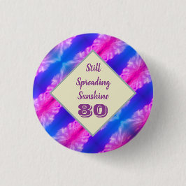 80 Geburtstag Vivid Blue Pink Milestone Feier Button
