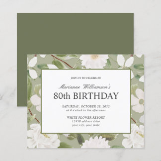 80. Geburtstag Weiße Blume Salbei