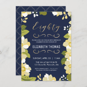 80. Geburtstags-Einladung, fertigen Blumen mit Einladung