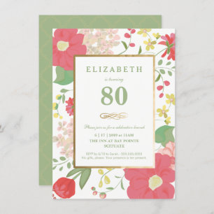 80. Geburtstags-Einladung - hübsches mit Einladung