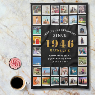 80. Geburtstags-Familien-Erinnerungs-Foto-Collage Geschirrtuch