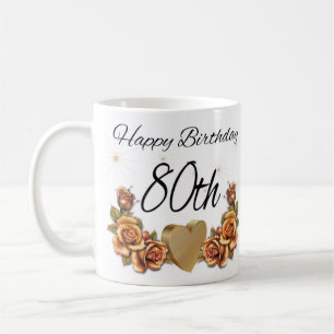 80. Geburtstags-Geschenk-Tasse, mit kupfernen Kaffeetasse