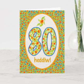 80. Geburtstags-Karte Walisers, orange Karte