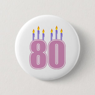 80 Geburtstags-Kerzen (Rosa/Lila) Button