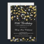 80. Geburtstags-Party-Goldsilber-Glitzer-Sterne Einladung<br><div class="desc">Eleganter u. moderner 80. (eightieth) Geburtstags-Party-Goldsilber-Glitzer hat (Imitateffekt - nicht ein wirklicher Glitter) Einladungsschablone in der Hauptrolle.</div>