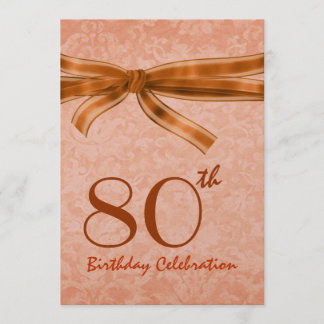 80. Geburtstags-Party-orange Damast-Schablone Einladung