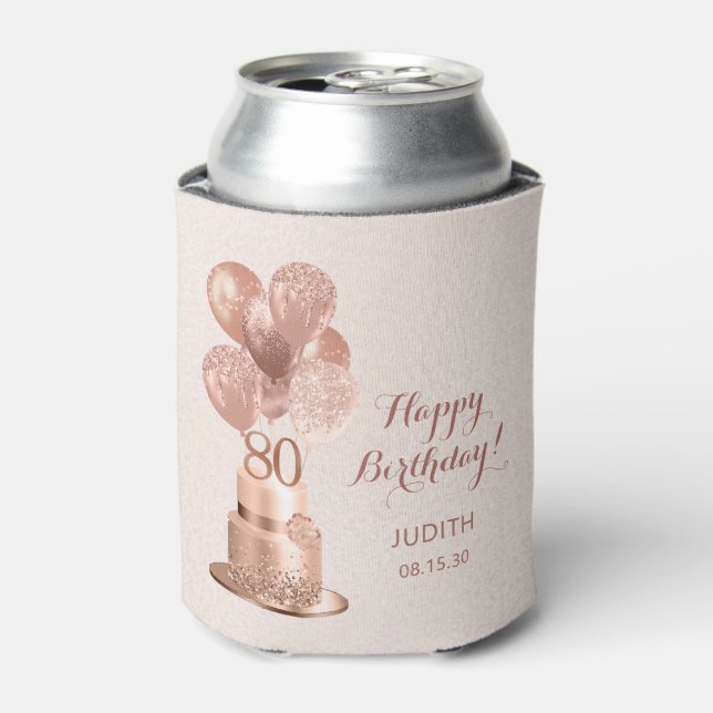 80. Geburtstags-Rose Gold Cake Dosenkühler (Kanne Vorderseite)