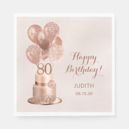 80. Geburtstags-Rose Gold Cake Serviette