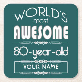 80. Geburtstags-Weltgut fabelhaftes dunkelgrünes Rechteckiger Pappuntersetzer