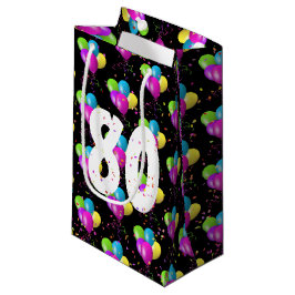 80. Geburtstagsballons und Confetti kleine Geschen Geschenktüte