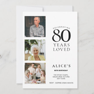 80. Geburtstagseinladung mit Foto, minimalistisch  Einladung