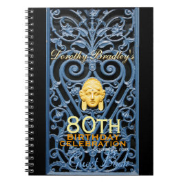 80. Geburtstagsfeier Art Deco Custom Guest B Notizblock