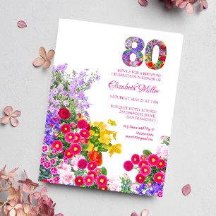 80. Geburtstagsfeier Blumige moderne Einladung Postkarte