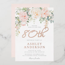 80. Geburtstagsfeier Blush Floral Rose Gold