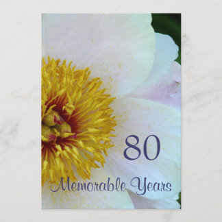 80. Geburtstagsfeier/Elegantes Weißes Peony Einladung