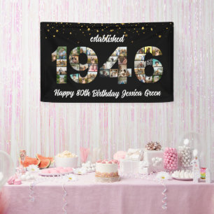 80. Geburtstagsfeier Foto-Collage Gegründet 1946 Banner