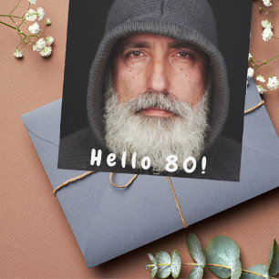 80. Geburtstagsfeier Foto Hallo 80 Mann weiß Einladung