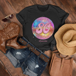 80. Geburtstagsfeier Gold Pink Glitter Disco Kugel T-Shirt