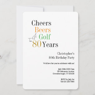 80. Geburtstagsfeier Golf Prost Biere Minimal Einladung