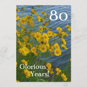 80. Geburtstagsfeier/Niedlich Gelbe Flora+Wasser Einladung