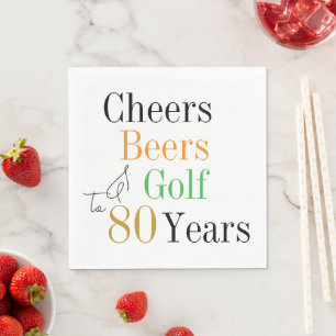 80. Geburtstagsfeier Prost Biere Golf Minimal Serviette