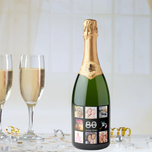 80. Geburtstagsfeier Schwarzes Foto Collage