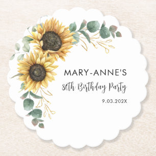 80. Geburtstagsfeier Sonnenblume Floral Schrift Untersetzer