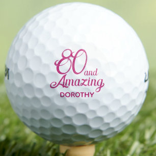 80. Geburtstagsgeschenk für Oma Rosa Elegantes Maß Golfball