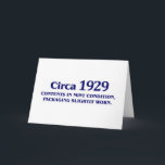 80. Geburtstagsgeschenke für Verkauf Karte<br><div class="desc">80. Geburtstagsgeschenke für Verkauf mit einem humorvollen circa 1929,  Inhalt in tadelloser Zustand,  etwas getragenes Sprichwort verpackend. Große Geschenke für Kollektoren oder jenes geborene im Jahre 1929! Bessere Qualität 80. Geschenke.</div>
