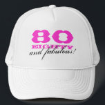 80. Geburtstagshut für Frauen| 80 und fabelhaft! Truckerkappe<br><div class="desc">Rosa 80. Geburtstagshut für Frauen| 80 und fabelhaft! Personalisierbare Altersnummer Niedlichen achtzigste Geschenkidee für Frauen: Mutter,  Großmutter,  Schwester usw.</div>