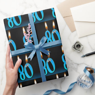 80. Geburtstagskandale mit Augenbrauen Geschenkpapier