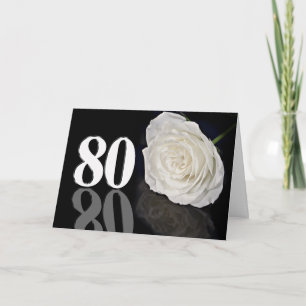 80. Geburtstagskarte mit klassisch weißer Rose Karte