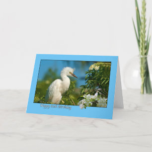 80. Geburtstagskarte mit Snowy Egret Bird Karte