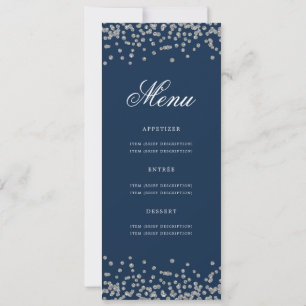 80. Geburtstagskarte Silver Confetti Navy Blue Einladung