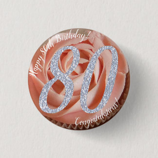 80. Geburtstagskuchen 3 cm Abzeichen Button