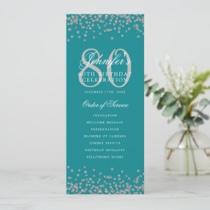 80. Geburtstagsmenü dank Silver Turquoise Einladung
