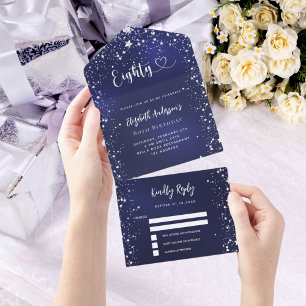 80. Geburtstagsnacht blaue Silberstars uAwg All In One Einladung