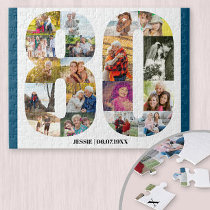 80. Geburtstagsnummer 80 Benutzerdefinierte Fotoco Puzzle