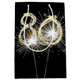 80. Geburtstagsparkler auf schwarz Mittlere Geschenktüte