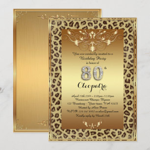 80. Geburtstagsparty 80., Royal Cheetah Gold plus Einladung