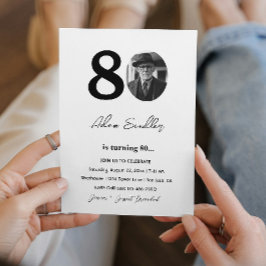 80. Geburtstagsparty Black and White Einladung