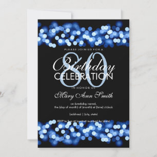 80. Geburtstagsparty Blue Hollywood Glam Einladung