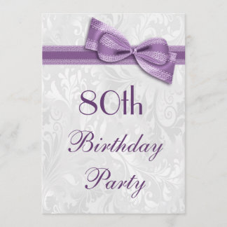 80. Geburtstagsparty Damask und Imitate Bow Einladung