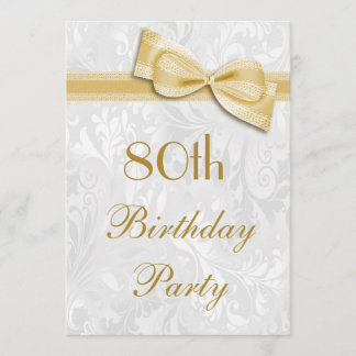 80. Geburtstagsparty Damask und Imitate Bow Einladung