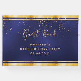 80. Geburtstagsparty dunkelblaue Goldkonfetti Gästebuch