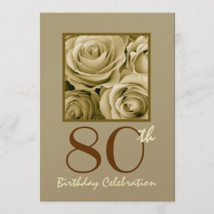 80. Geburtstagsparty Einladung GOLD Rose Metallic